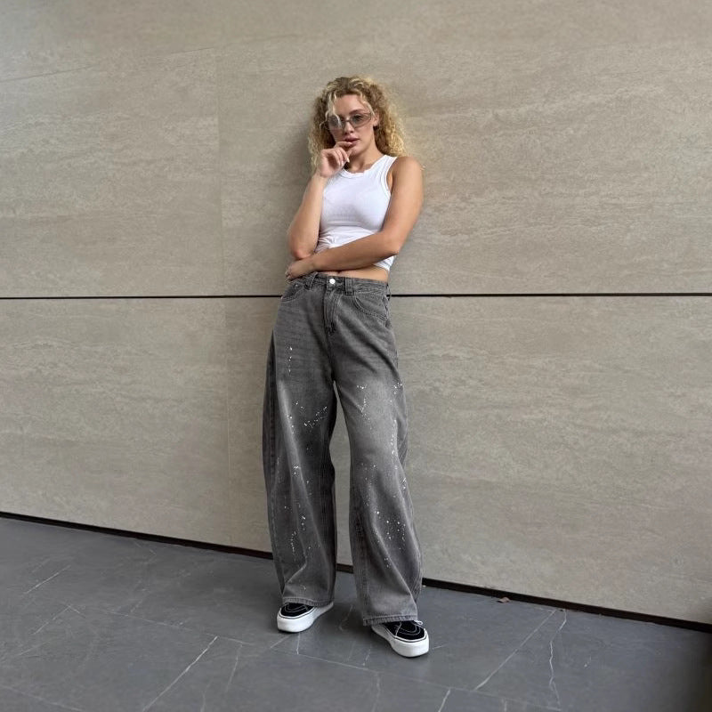 Urban Splatter Wide-Leg Denim