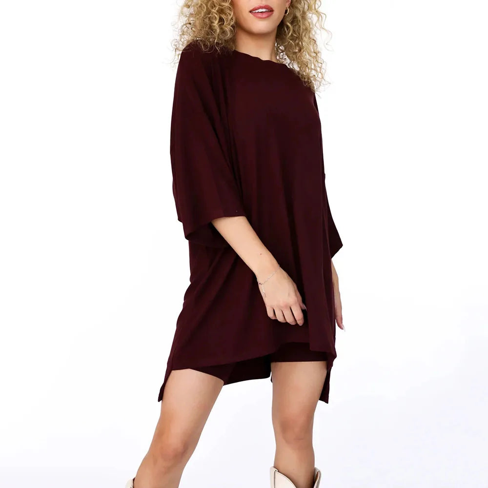 Breezy Lounge Duo – Oversized Shirt & Shorts Set for Ultimate Comfort!